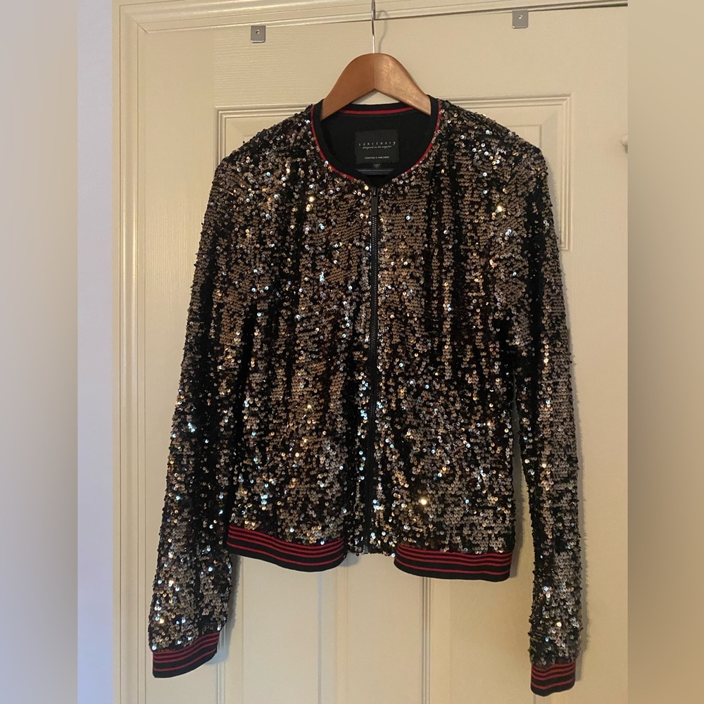 Sanctuary Sequin Bomber Jacket